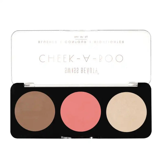 Swiss Beauty CHEEK-A-BOO 3-in-1 Face Palette BLUSHER|CONTOUR|HIGHLIGHTER - Swiss Beauty CHEEK