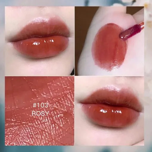 103-Rosy Beauty Glazed Sangria Red Mirrored Lip Gloss