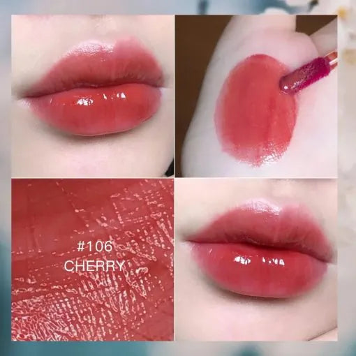 106-CherryBeauty Glazed Sangria Red Mirrored Lip Gloss