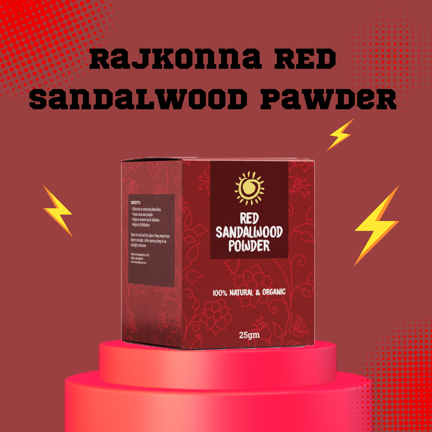 Rajkonna 100% Natural & Organic Red Sandalwood Powder